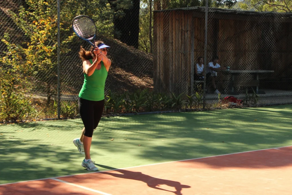 Christina Dodd playing in the Mixed Doubles Championship